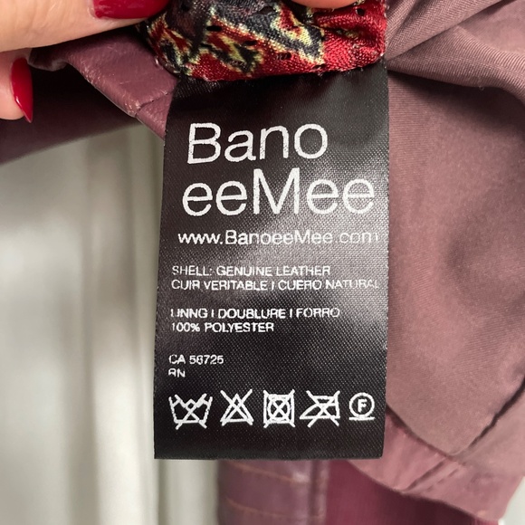 Wine coloured leather jacket. Size 8 - Picture 8 of 10